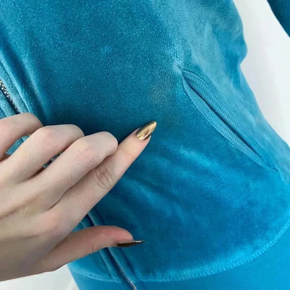 Blue nautical juicy couture velour track jacket. - Picture 6 of 7
